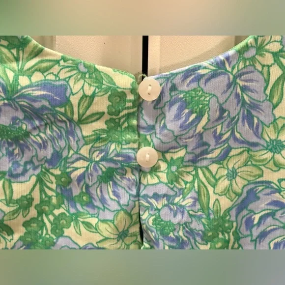 TOMMY BAHAMA~Girls Blue & Green Floral print Scalloped Shift Dress~Size 8~077 - Picture 3 of 15